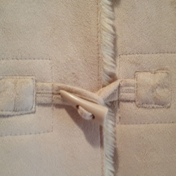 LH Sport Beige Faux Suede Shearling Coat Size M - Picture 6 of 8